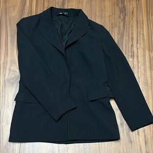 Express Elegant Black Women's Blazer Single Snap Button Closure Shoulder Pads